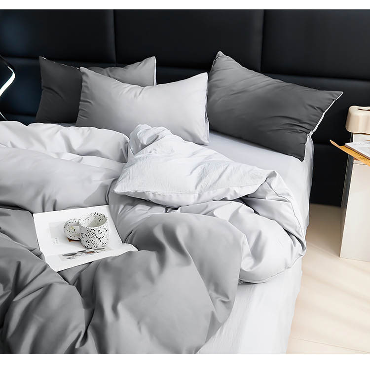 Minimalist Gradient Washed Cotton Duvet Cover Set Four-piece Bedding_voghion.com