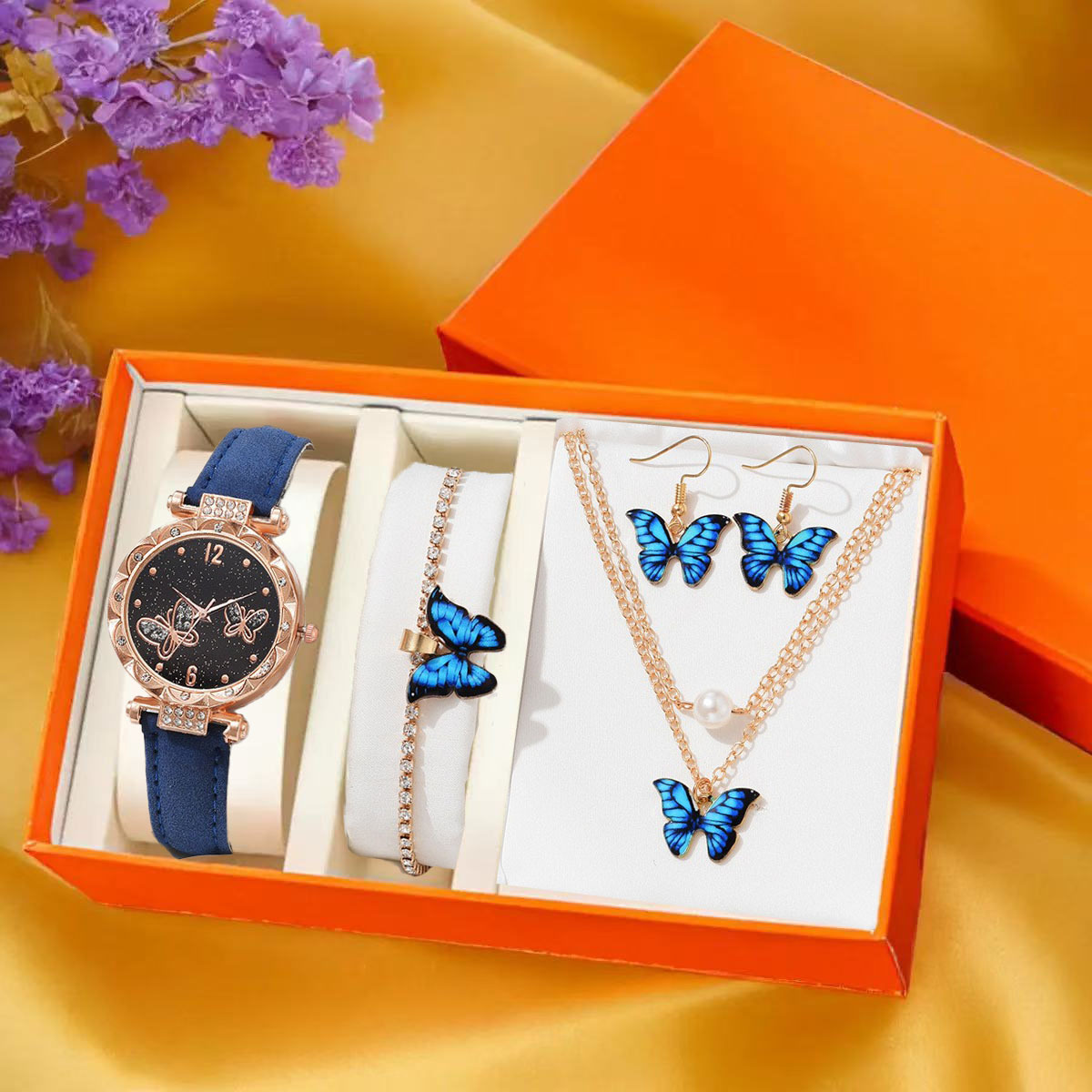 Douyin New Women's Watch Butterfly Face Bracelet Necklace Set Fashion Trendy Women's Watch Women's Watch Douyin New Women's Watch Butterfly Face Bracelet Necklace Set Fashion Trendy Women's Watch Women's Watch