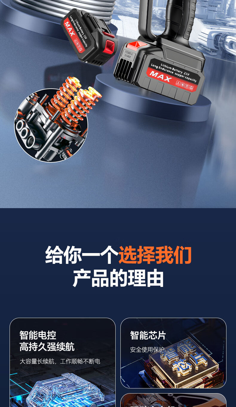 Wireless car washing machine household portable lithium battery car washing high pressure water gun charging high power watering car washing water gun