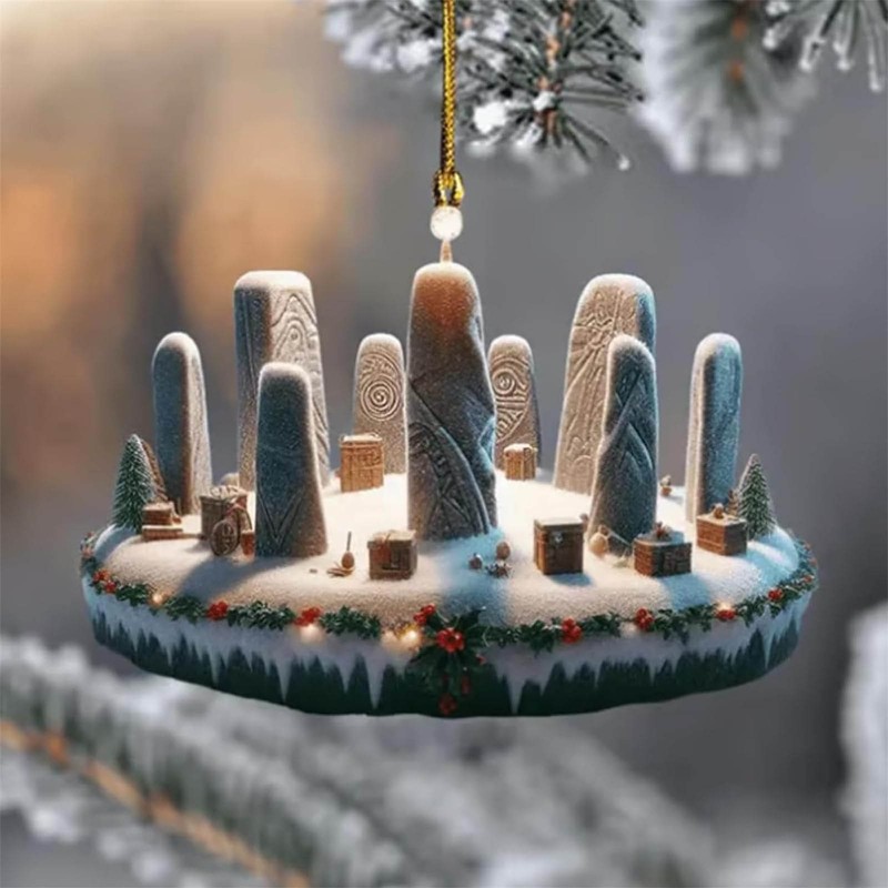 クリスマス用品 2025 2d アクリルフラットクリスマスツリーペンダントレトロパーソナライズされたクリエイティブジュエリー家の装飾|undefined