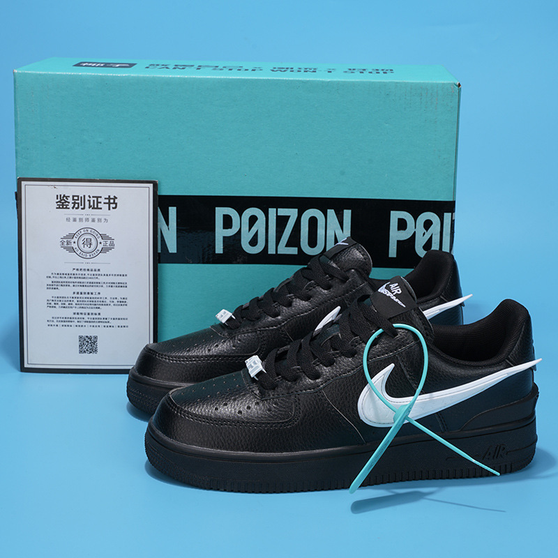 Nike Official Putian Men's Shoes Air Force One Af1 Black and White Aircraft Low-Top Sneakers Airforce1 Women's Shoes