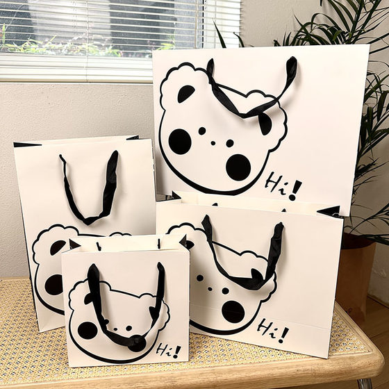 Ins Style Expression Bear Bag Large Cardboard Satchel Gift Bag Kidsren's Day Gift Bag Shopping Bag
