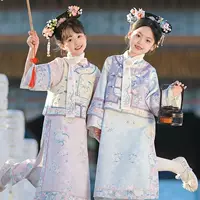 Весенний стиль Hanfu для девочек, детский костюм Тан в китайском стиле с вышивкой, новое платье Cheongsam в древнем стиле.