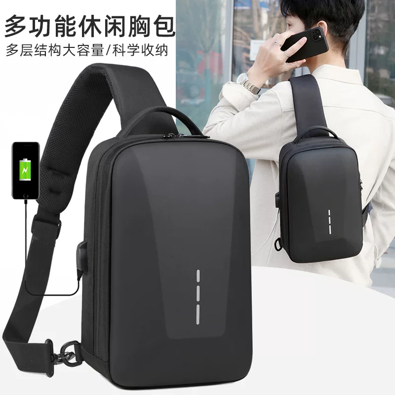 Мужская сумка на грудь, рюкзак, однплечная сумка с USB-зарядкой, защитная сумка, ремень для сумки, противоугонная