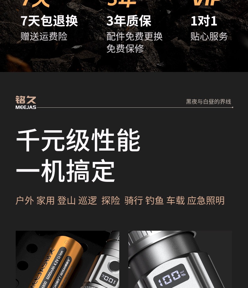 Mingjiu Tactical Laser Ultra-Bright Flashlight Rechargeable for Home and Outdoor Use, Long-Range, Compact, Portable, and with Ultra-Long Battery Life