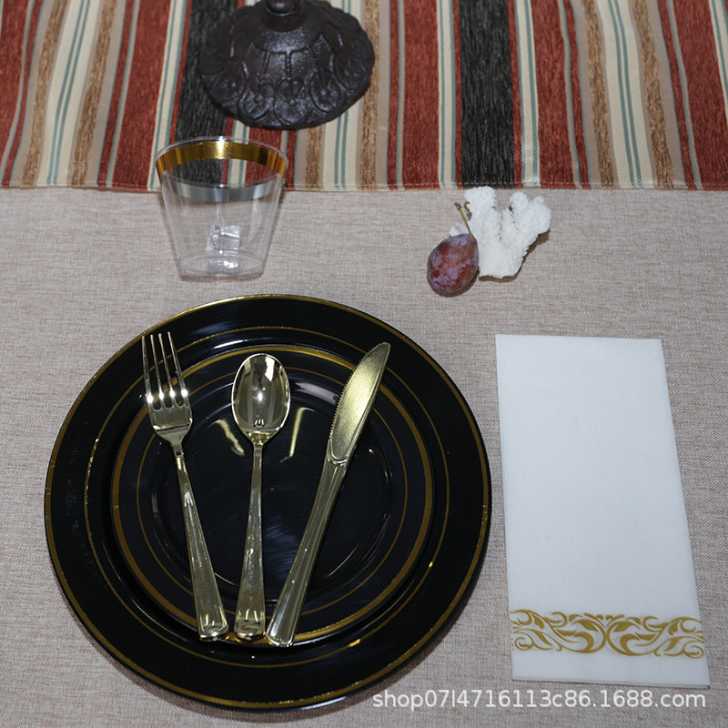 175 unids desechable negro bronceado disco de comida traje de boda vajilla plato de pastel de 7,5 pulgadas Placa de 10 pulgadas