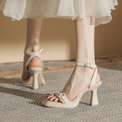 942-J4高跟鞋女外穿2023夏季新款時尚百搭細跟網紅ins鞋露趾高跟