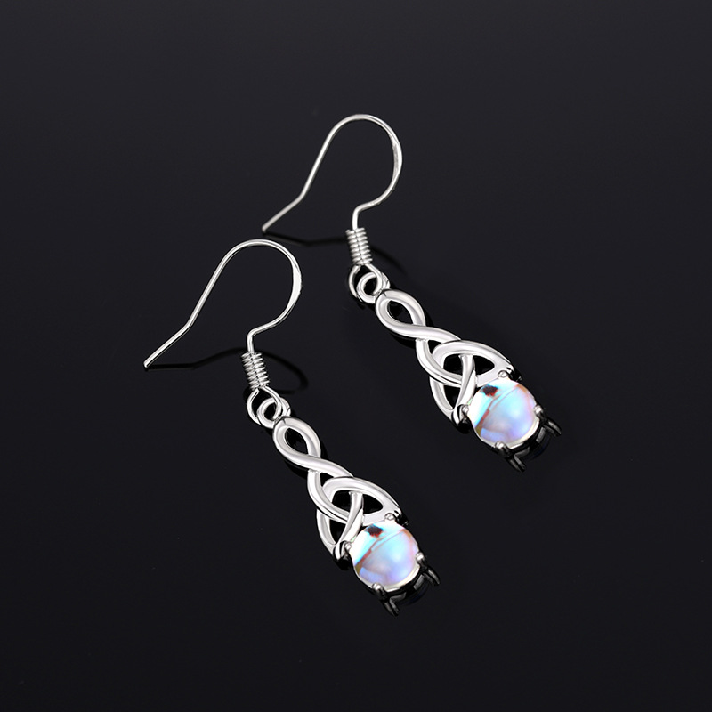 Moonlight Stone Necklace Set With Triangle Twisted Earrings_voghion.com