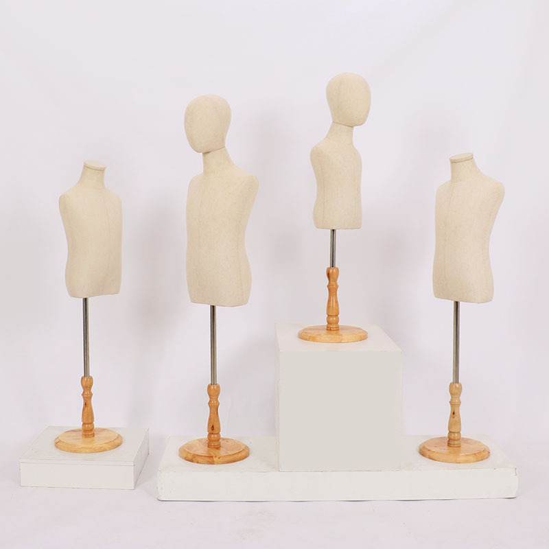 Maniquíes de medio cuerpo con base plana para exhibición de ropa infantil en tiendas, maniquíes realistas para escaparates de ropa infantil.