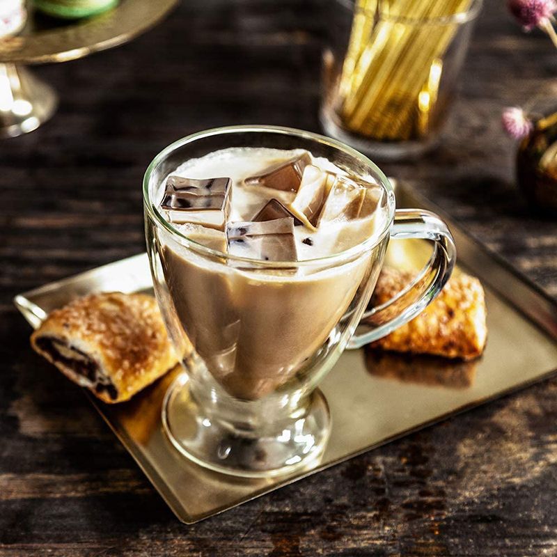 Vidrio de borosilicato doble capa con taza de desayuno creativa Taza de leche con mango Taza subred taza de helado de fruta roja