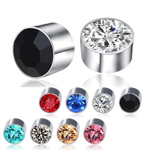 Cross-Border Ear Clips for Women Without Pierced Ears, Flash Magnetic Earrings, Stainless Steel Earrings, Personalized Earrings, Plain Hoops, Trendy