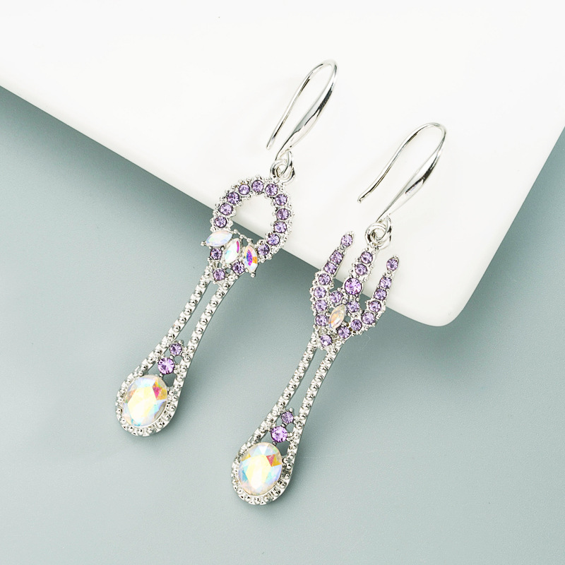 fashion diamond water drop asymmetrical earringspicture7