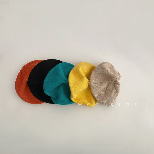 Children's beret for girls, spring and autumn thin knit candy-colored artist hat for babies and toddlers, Korean-style baby hat, trendy