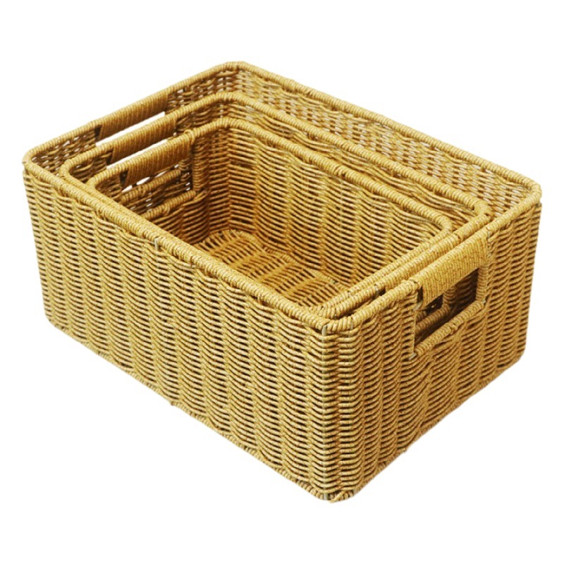 Cesta de almacenamiento de ratán hogar ropa de gran capacidad misceláneas escritorio merienda juguete organización cocina cesta de almacenamiento