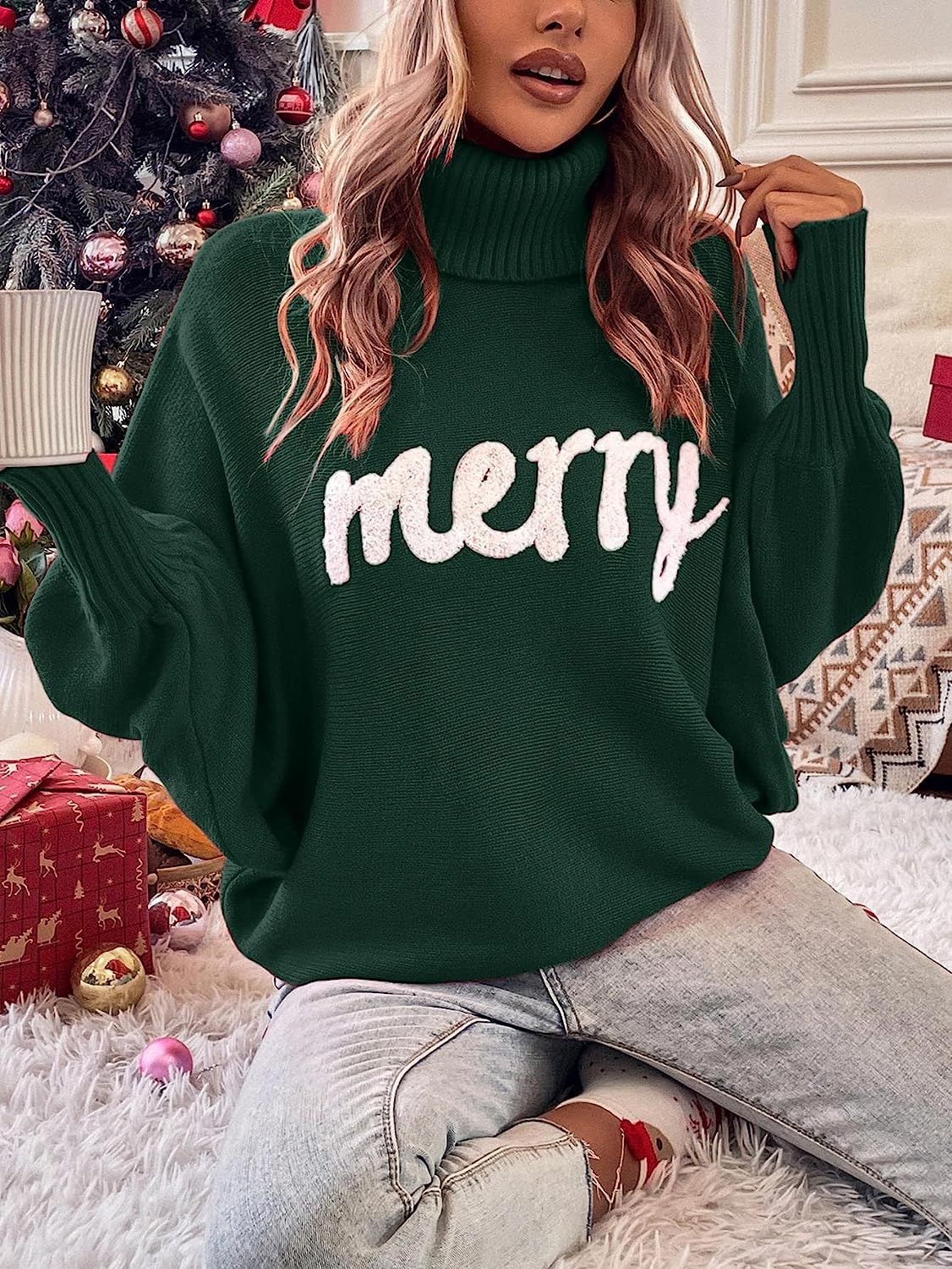 350g Weight Long Sleeve Sleeve Length Pullovers Placket Type Batwing Sleeve Sleeve Type Polyester, Polyacrylonitrile Fiber Fabric Type Long Top Length Sweater Tops Type Daily Occasion Turtleneck Neckline Loose Fit Type Christmas Festival Letter Pattern Winter, Autumn Season Women's Gender Embroidery Design Streetwear Style Wholesale Women's Streetwear Letter Long Sleeve Embroidery Sweaters & Cardigans 26
