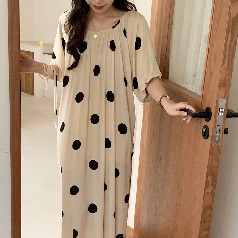 French-Style Cotton Silk Dress with Pockets and Belt, Loose-Fitting Nightgown, Extended Length to the Ankle, Can Be Worn Outside French-Style Cotton Silk Dress with Pockets and Belt, Loose-Fitting Nightgown, Extended Length to the Ankle, Can Be Worn Outside