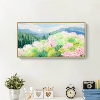 小清新唯美风景治愈系装饰画现代简约公寓民宿横幅无框画跨境批发