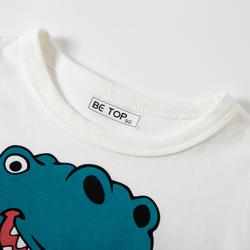 Verano 2024 Camiseta de algodón de manga corta Camiseta para niños de dibujos animados de media manga nueva ropa para niños entrega de una sola pieza