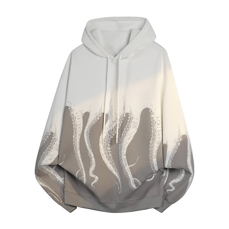 High-Quality Spring Cotton Loose-Fitting Hooded Solid Color Sweatshirt in White, Heather Gray, Black, and Purple