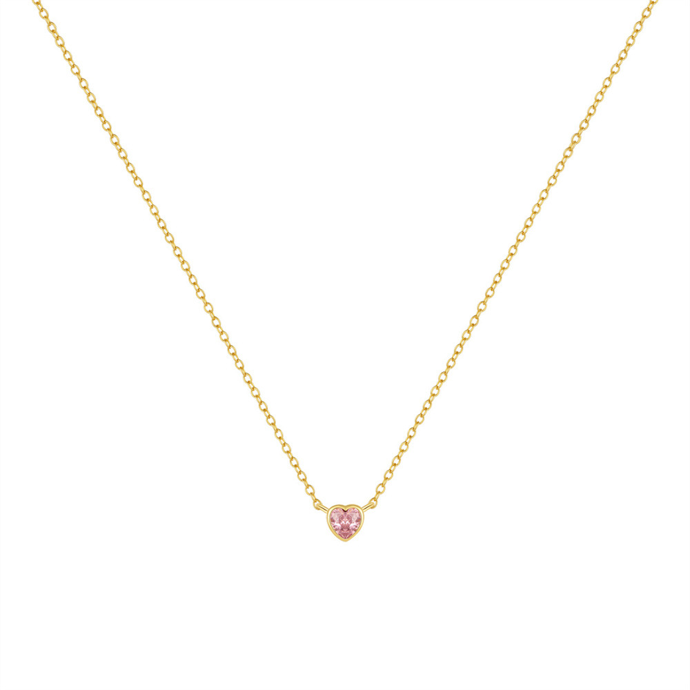 925 Sterling Silver Material 925 Sterling Silver Zircon Plating Inlay Heart Shape Necklace