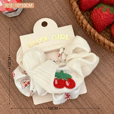 Saç üçün rezinlər Pattern Fabric Scrunchie Versatile Hair - 3-red-color-knitted-cherry-hair-tie