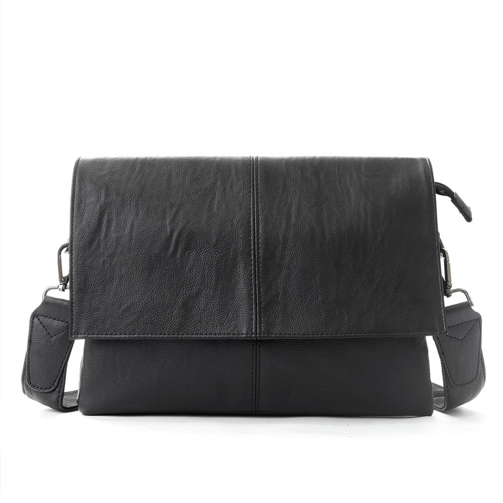New Korean-style 2026 men's student leather bag, crossbody bag, business casual versatile shoulder bag, large-capacity envelope bag