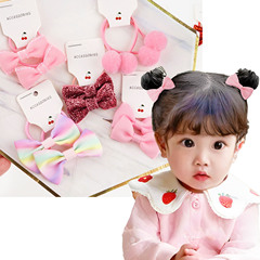Cross-border children's headwear hair accessories Amazon baby bow hair tie set printed rainbow sparkles hair ring hair tie
