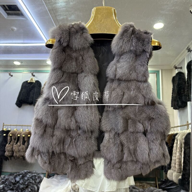Real Fur Genuine Fur Manufacturer Direct Sales Fox Fur Vest Versatile Slimming Fashionable Fur Vest Internet Celebrity Style Warm