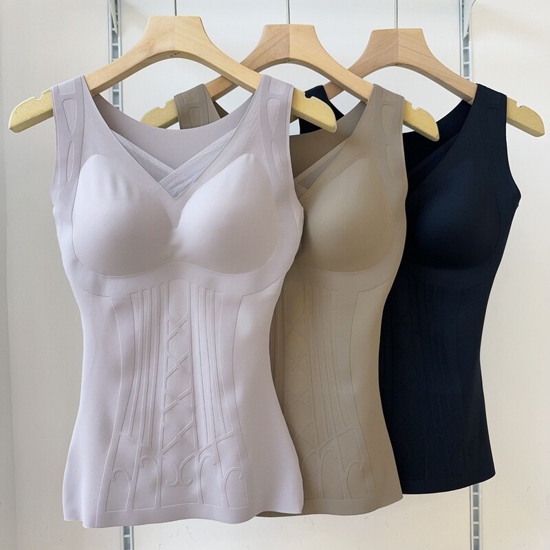 Gu Fei Autumn and Winter Brushed Warm Shaping Carved Vest 2Nd Generation Body Shaping Seamless Belt with Breast Pad Abdominal and Waist Shaping Garment