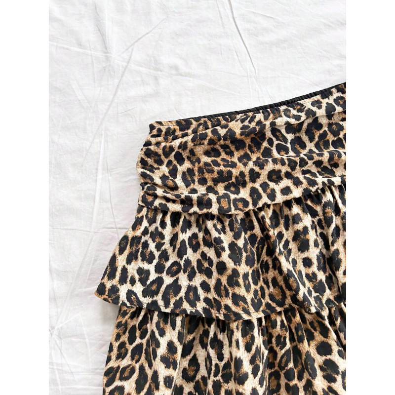 M 3610 nuevo TEMU transfronterizo comercio exterior agencia de mujeres retrógrado leopardo dobles pliegues vestido