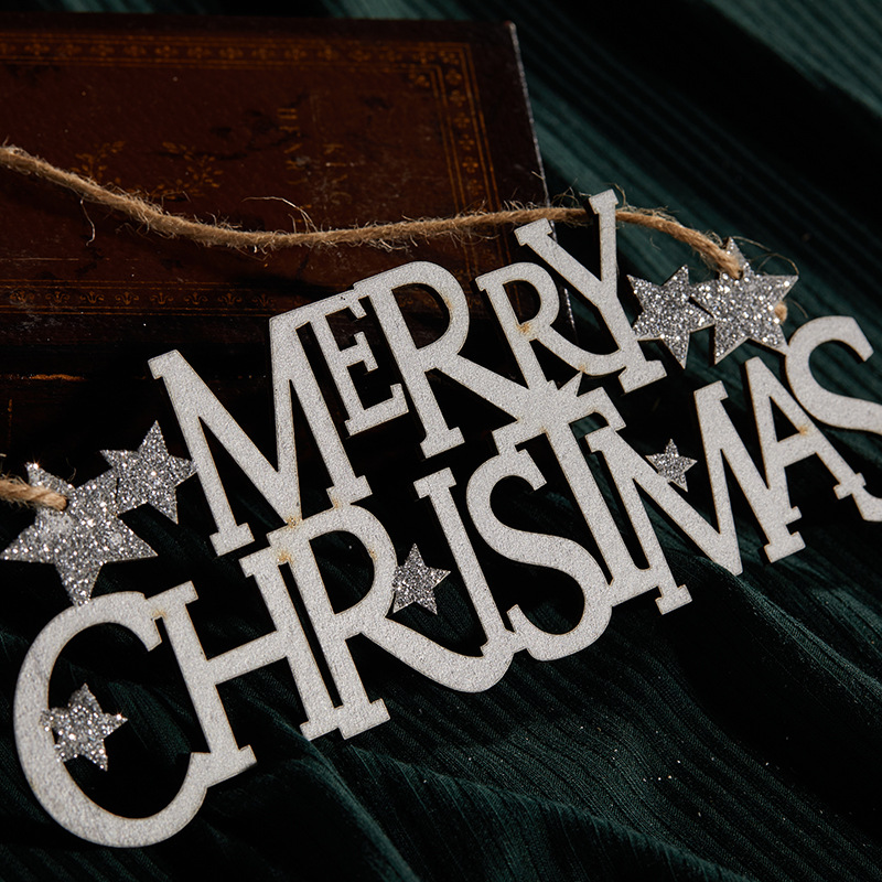 Buscando madera 18cm 21cm carta de Navidad decoración de Navidad Feliz Navidad color plateado placa