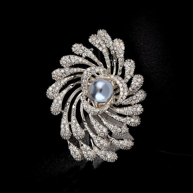 Elegante Blumen Und Feuerwerk Perlen Brosche Für Sakko_voghion.com