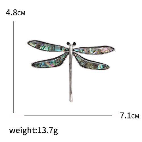 Literary retro dragonfly brooch alloy emerald shell pin suit coat coat pin buckle