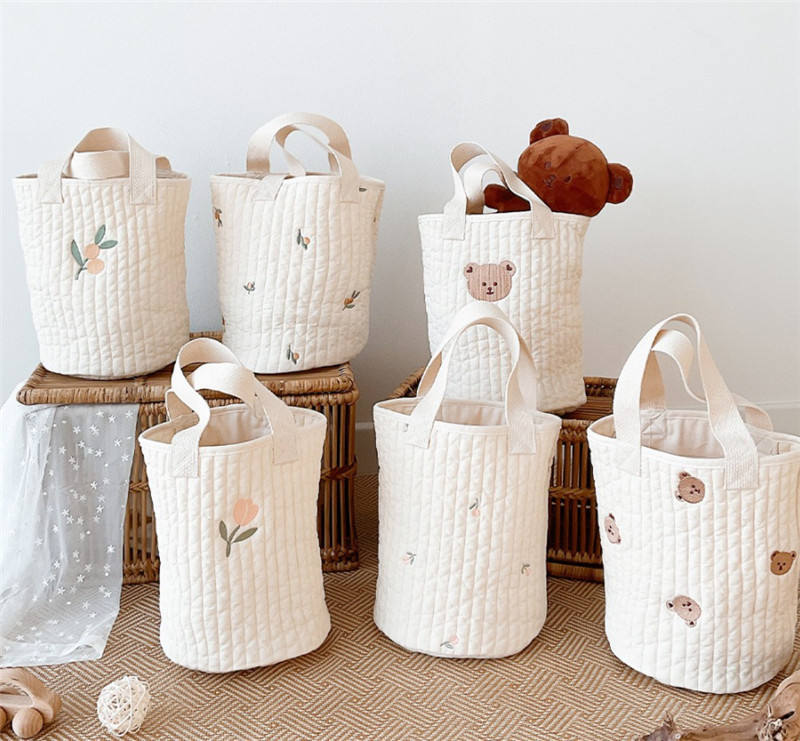 Ins Korean-style baby stroller storage hanging bottle diaper mom bag embroidered tote water bucket bag