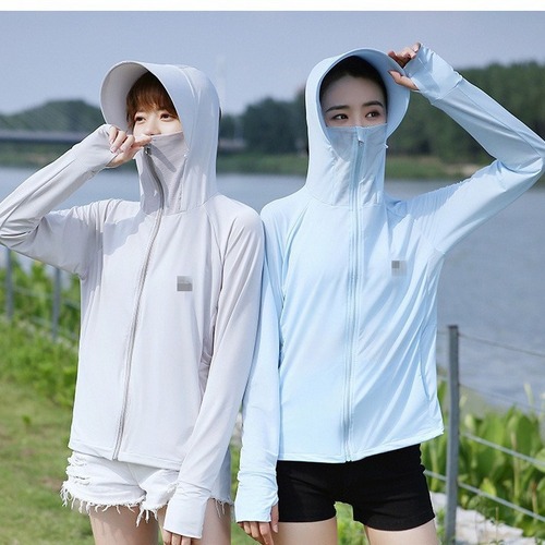 Ice silk sun protection clothing women's summer ultra-thin breathable sun protection UV protection shirt hooded cycling sun protection clothing