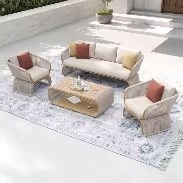 Sofá de ratán al aire libre, terraza, balcón, perezoso, lluvia, protector solar, mesa de centro, villa combinada, muebles de jardín al aire libre