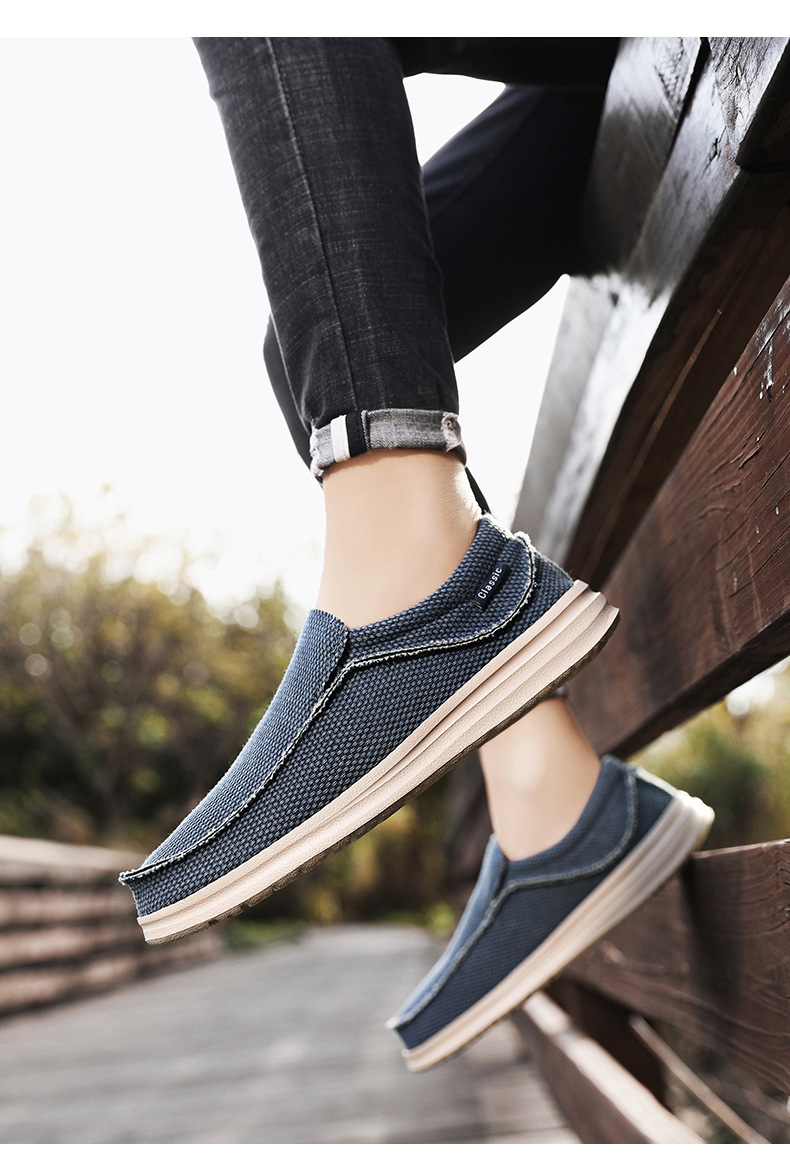 New Men's Loafers Cross-border , Casual For Men, Flat Canvas Shoes, Ultra-lightweight, Large Size Slip-on Shoes_vogvips.com