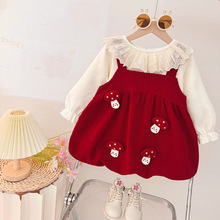 女童连衣裙儿童公主洋气裙子宝宝周岁背带套装新款礼服秋冬过年服