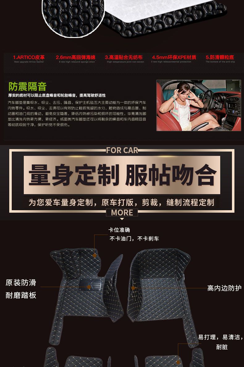 Suitable for Toyota Corolla, Levin, Camry, Vios, Avalon, Yaris, and Levin X Leather Car Floor Mat Modification