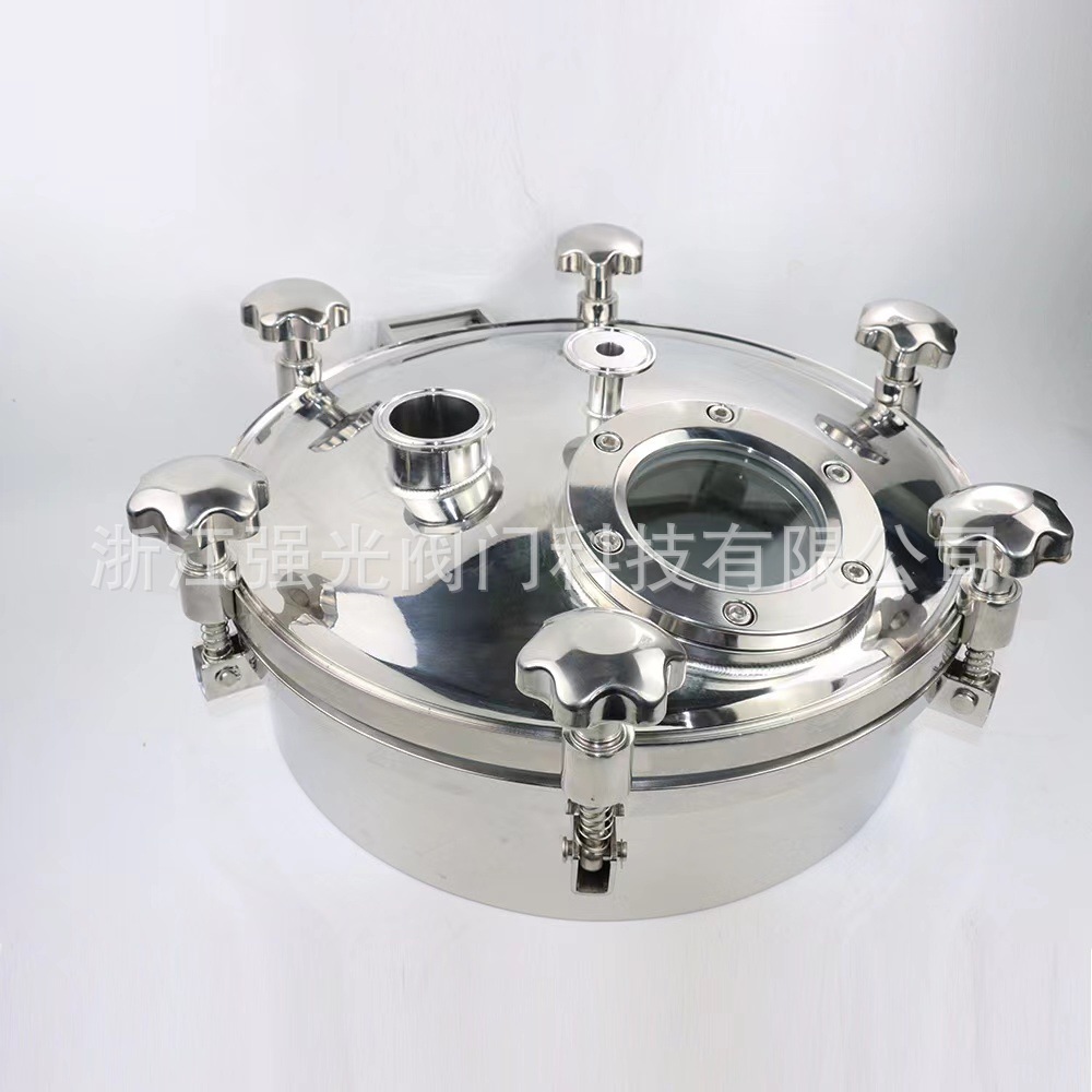 卫生级带视镜法兰人孔,不锈钢压力人孔盖,带视镜人孔盖,长方形