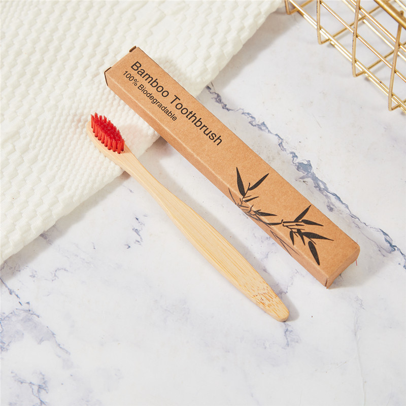 Cepillo de dientes de carbono de bambú para niños Papel Kraft en caja Arco Iris cepillo suave ultrafino cepillo de dientes de bambú de madera se puede configurar