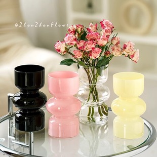 Ins style ancient glass vase wholesale high-end living room decoration flower arrangement retro small vase crafts ornaments