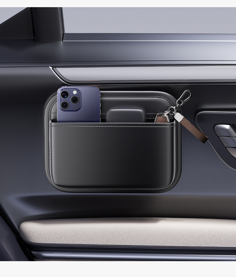 Autotas met zelfklevende achterkant, organizer voor hoofd- en passagiersstoel, multifunctionele opbergbox voor dashboard_voghion.com