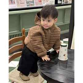 韩版男童轻薄羽绒服外套2025冬季新款洋气时髦百搭半拉链套头棉服