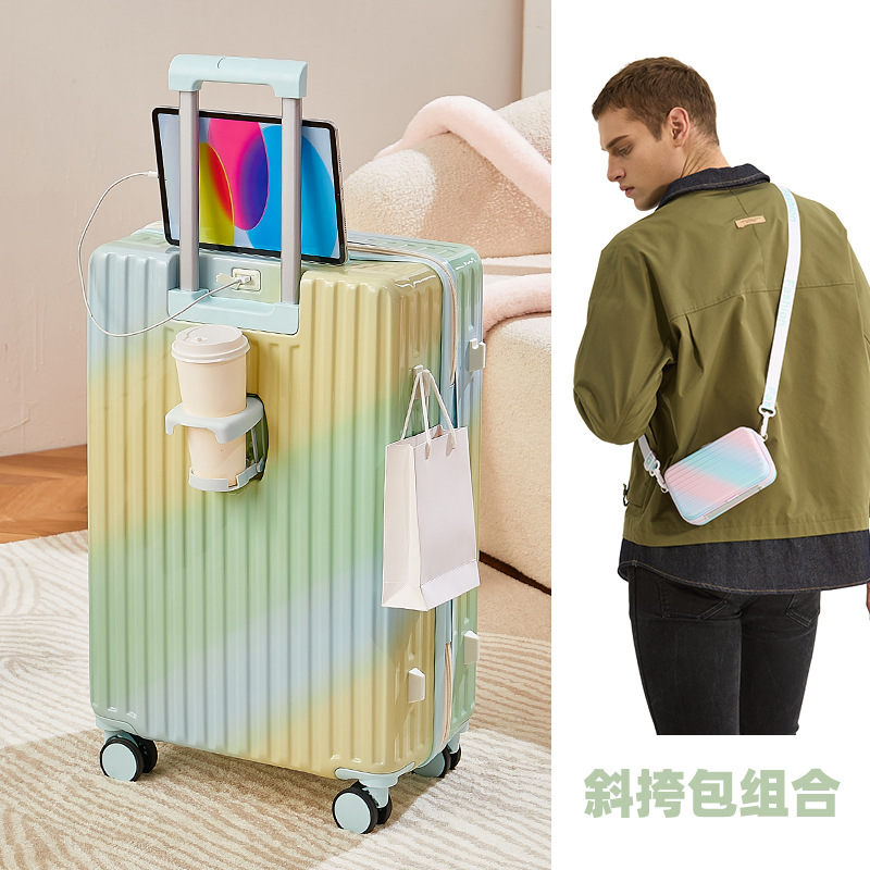 Maleta mujer de alto valor neto neto caja con ruedas de color degradado para hombre 24 pulgadas de gran capacidad contraseña de estudiante caja de viaje