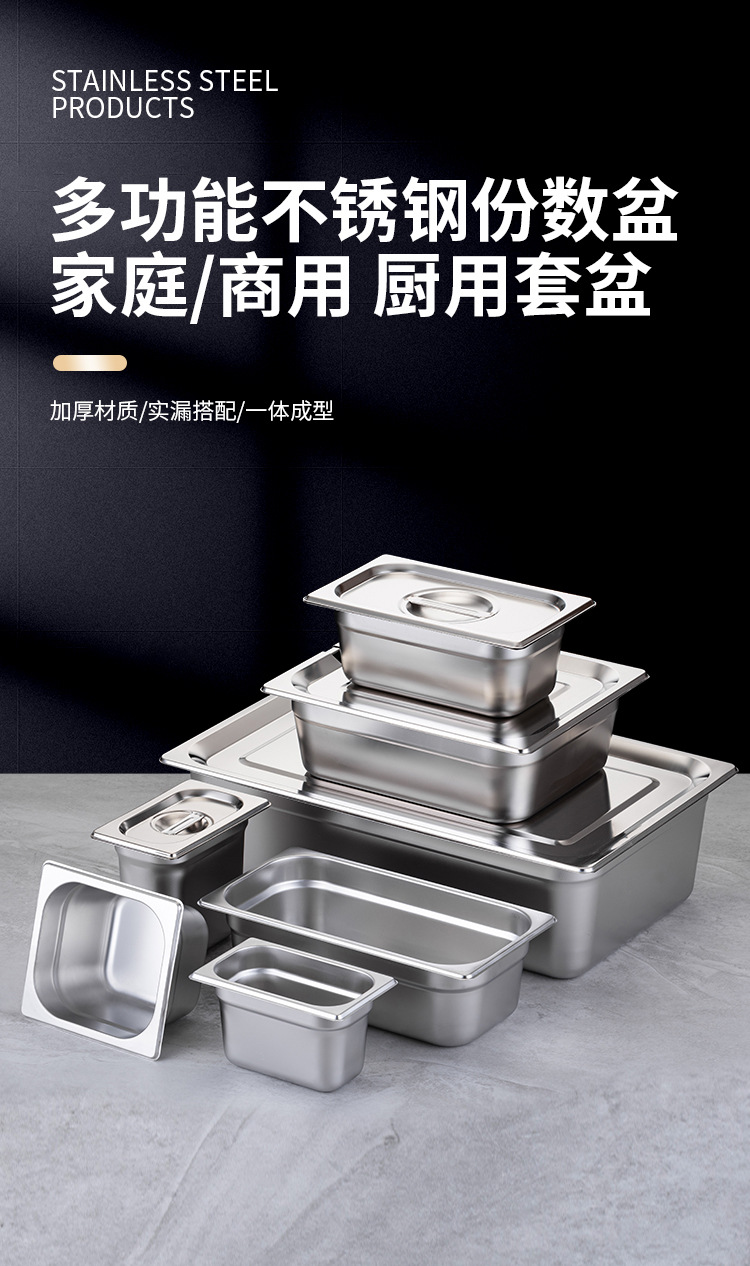 欧式不锈钢份数盆奶茶店带盖卷边份数盘食堂自助餐盆酒店配菜盘-阿里巴巴