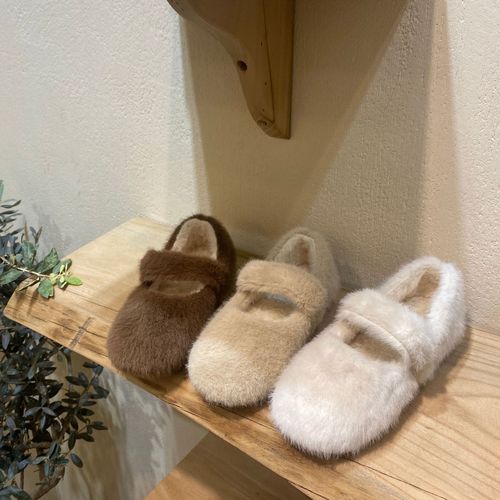 Korean same style children's shoes  autumn and winter new girls' furry shoes soft sole plush cotton shoes versatile warm shoes