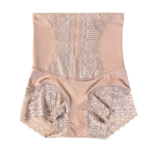 Ice silk high-waisted seamless tummy-tightening butt-lifting underwear for women, pure cotton postpartum tummy-tightening and tummy-tightening briefs