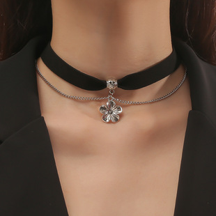 Cross-Border New Halloween Personalized Punk Style Dark Gothic Necklace Black Leather Choker Jewelry