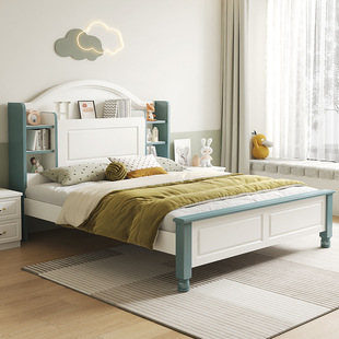 American Double Solid Wood Bed Modern Simple Home Economical Rental Room Master Bedroom Princess Home Single Bed Factory